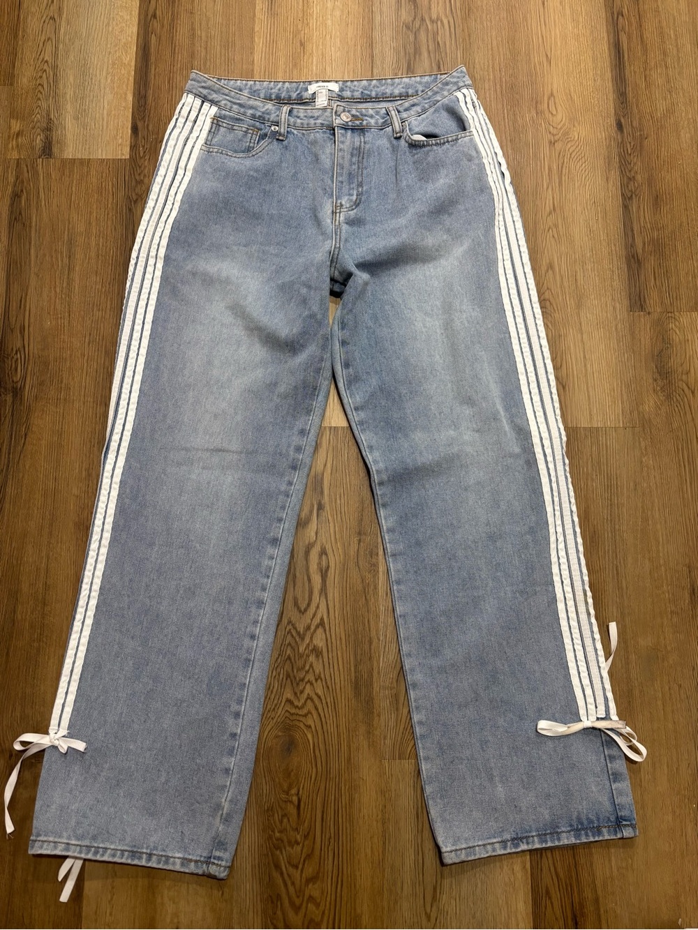 torrid Light Blue Relaxed Jeans with White Side Stripes
